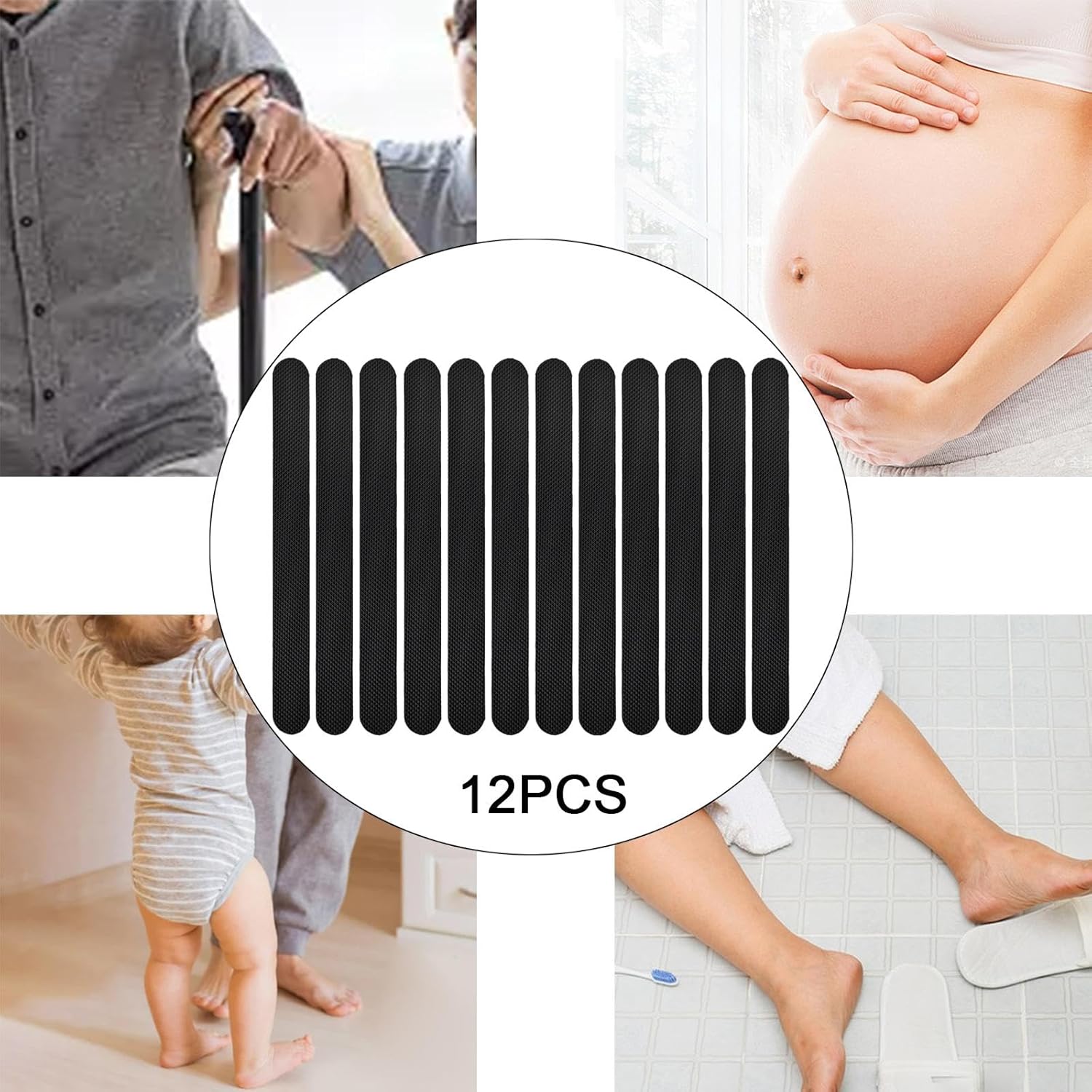 JISADER 12x Non-Slip Bathtub Stickers for Safe Traction