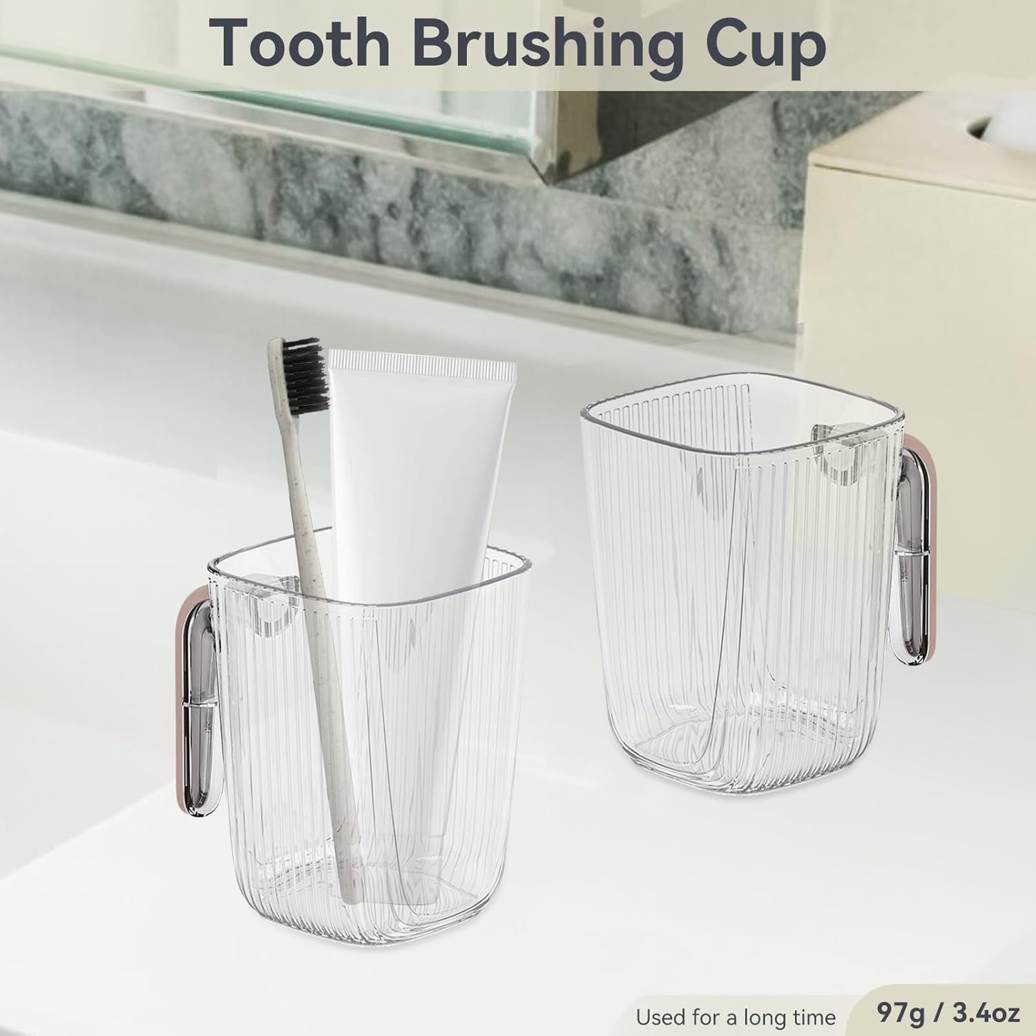 Cyrank Toothbrush Cup with Handle - Reusable and Unbreakable