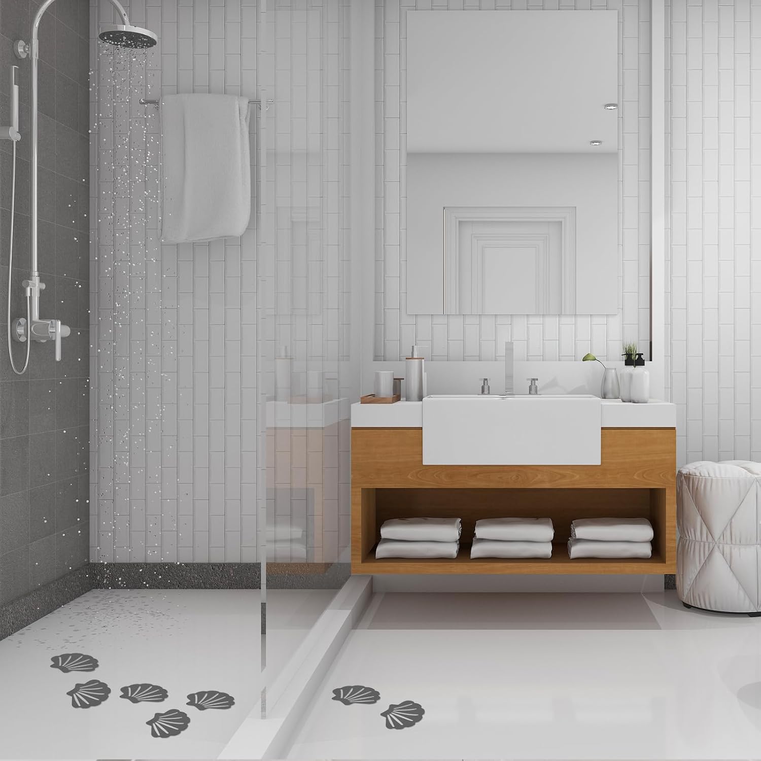 12 Pcs Non-Slip Bathtub Stickers with Self-Adhesive Design