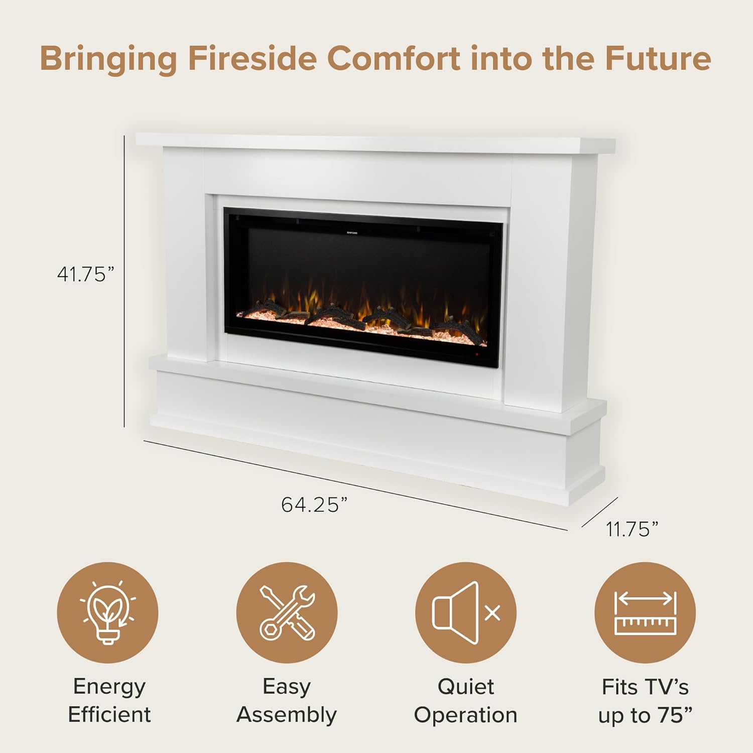 Modern Ember Patton White Mantel Package with Electric Fireplace 1