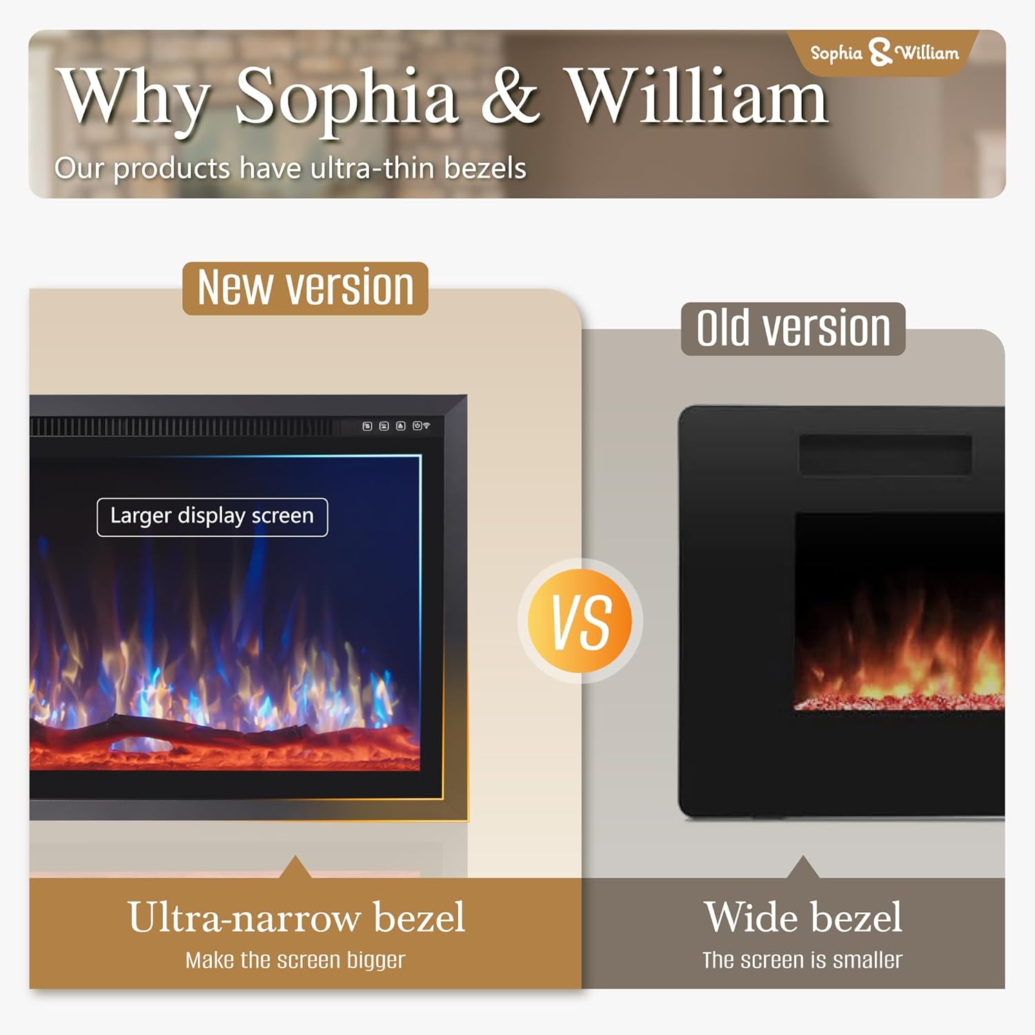 Sophia William 42 Inch Electric Fireplace with Remote Control