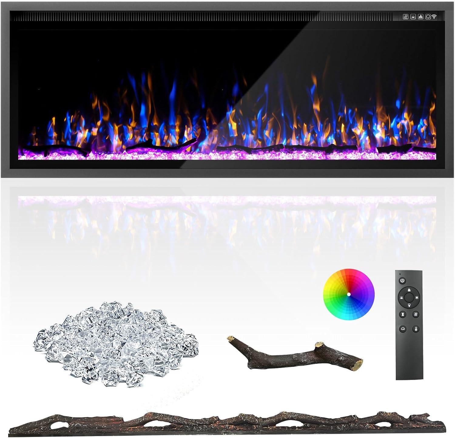 Kucreiheat 50 Inch Electric Fireplace with Remote Control