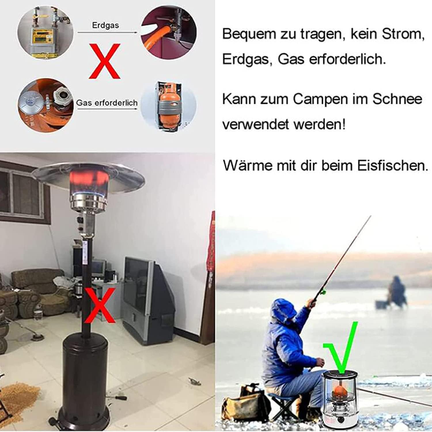 GBHJJ Kerosene Heater 6L Portable Indoor Use with Stove Bag