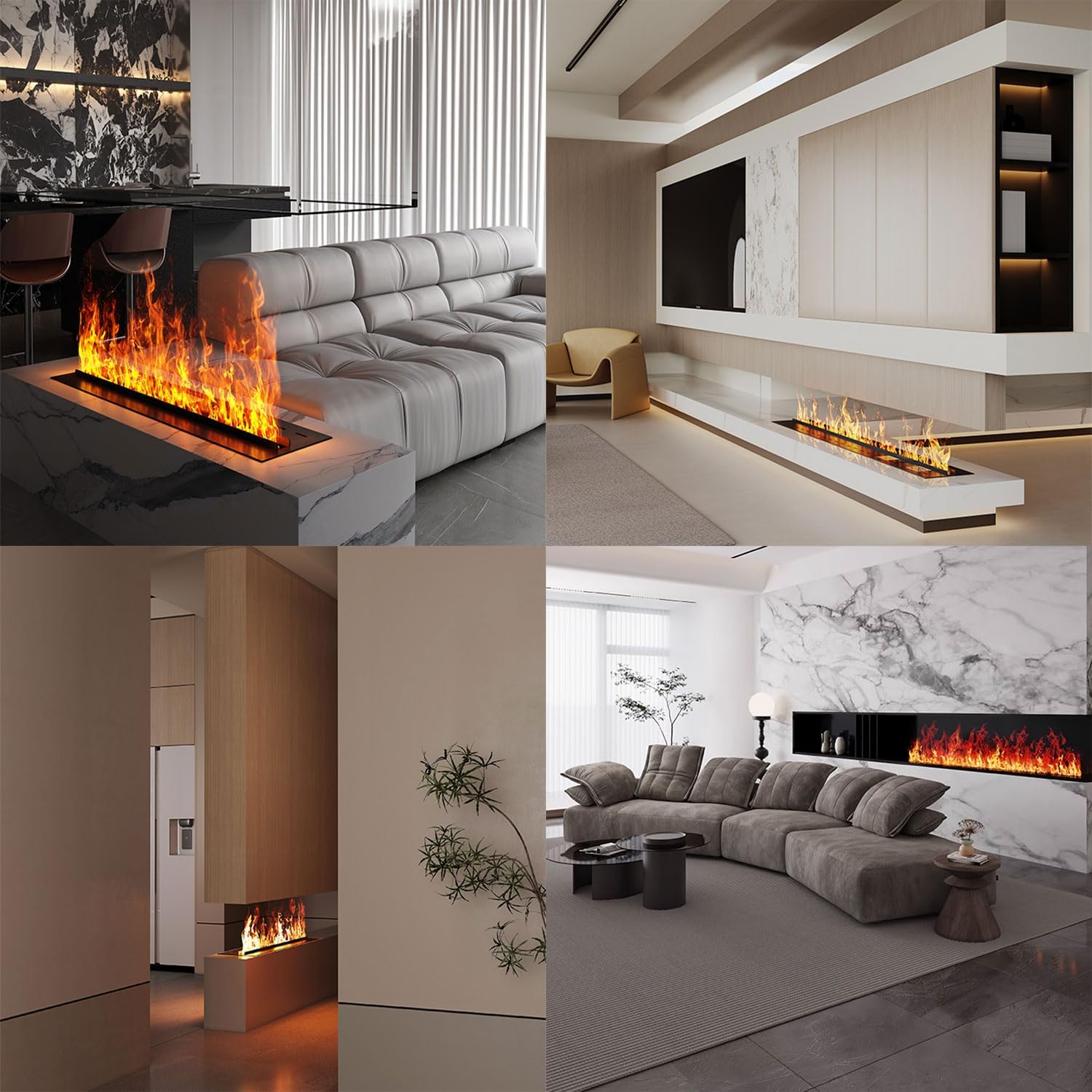 4724 Inch 3D Atomizing Electric Fireplace with Timer