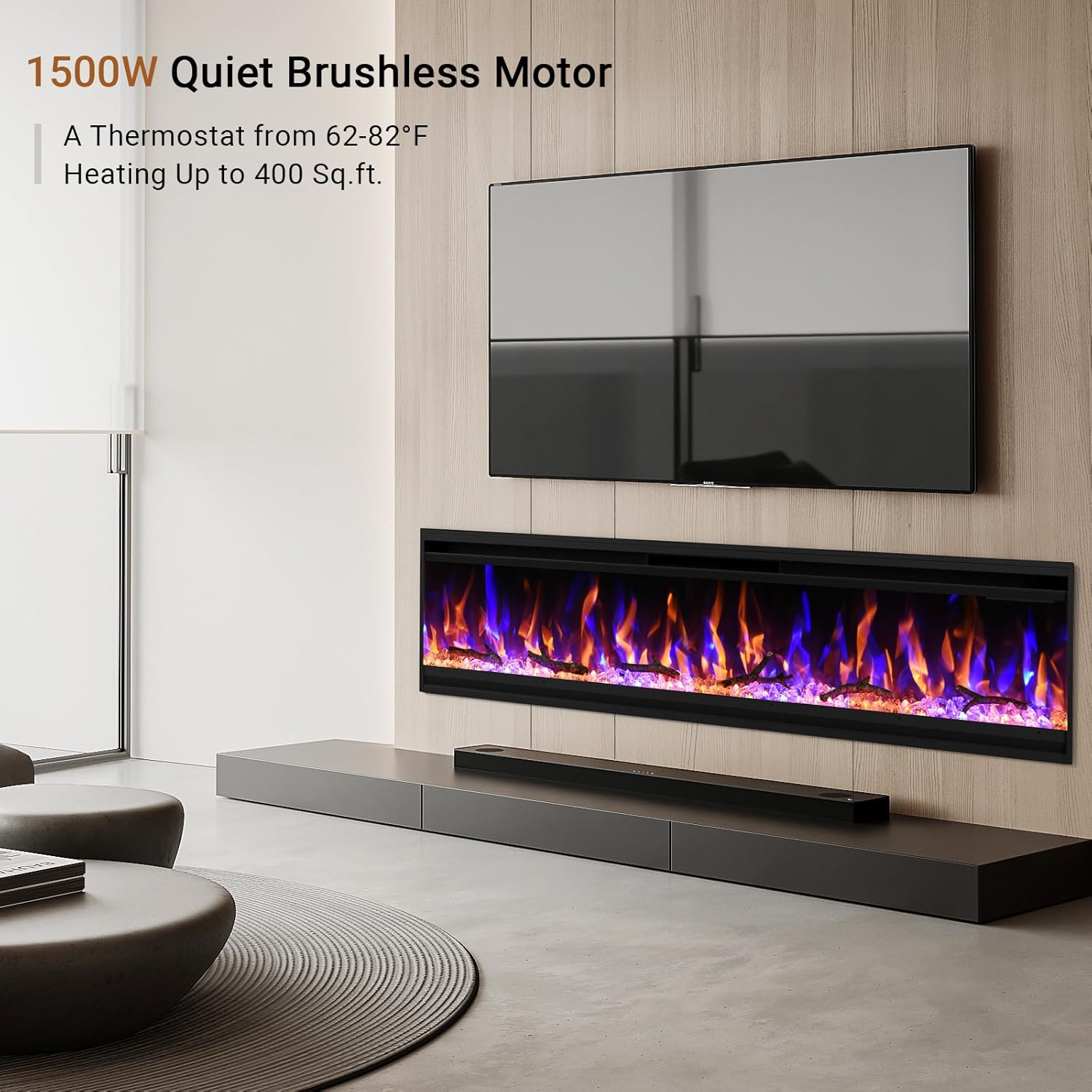 Feelcoo 60 Inch Ultra-Thin Electric Fireplace