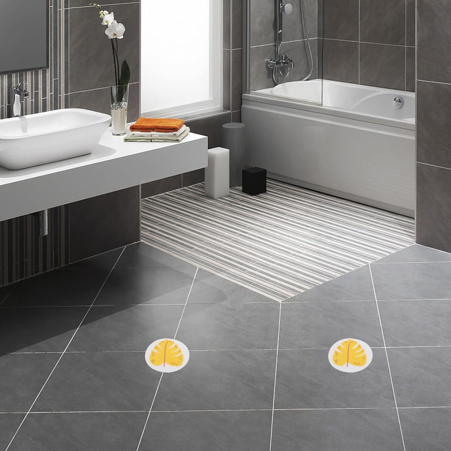 Yellow Leaf Non-Slip Bathtub Stickers 8 Pack