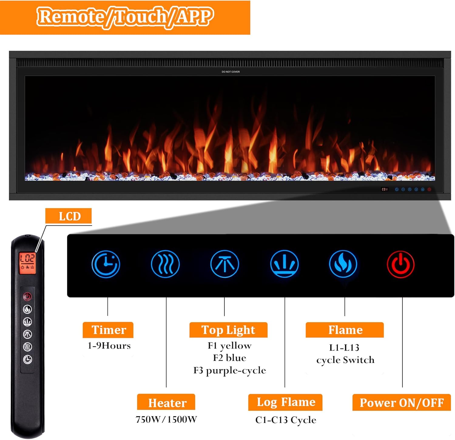 Benrocks 50 Smart WiFi Electric Fireplace Insert