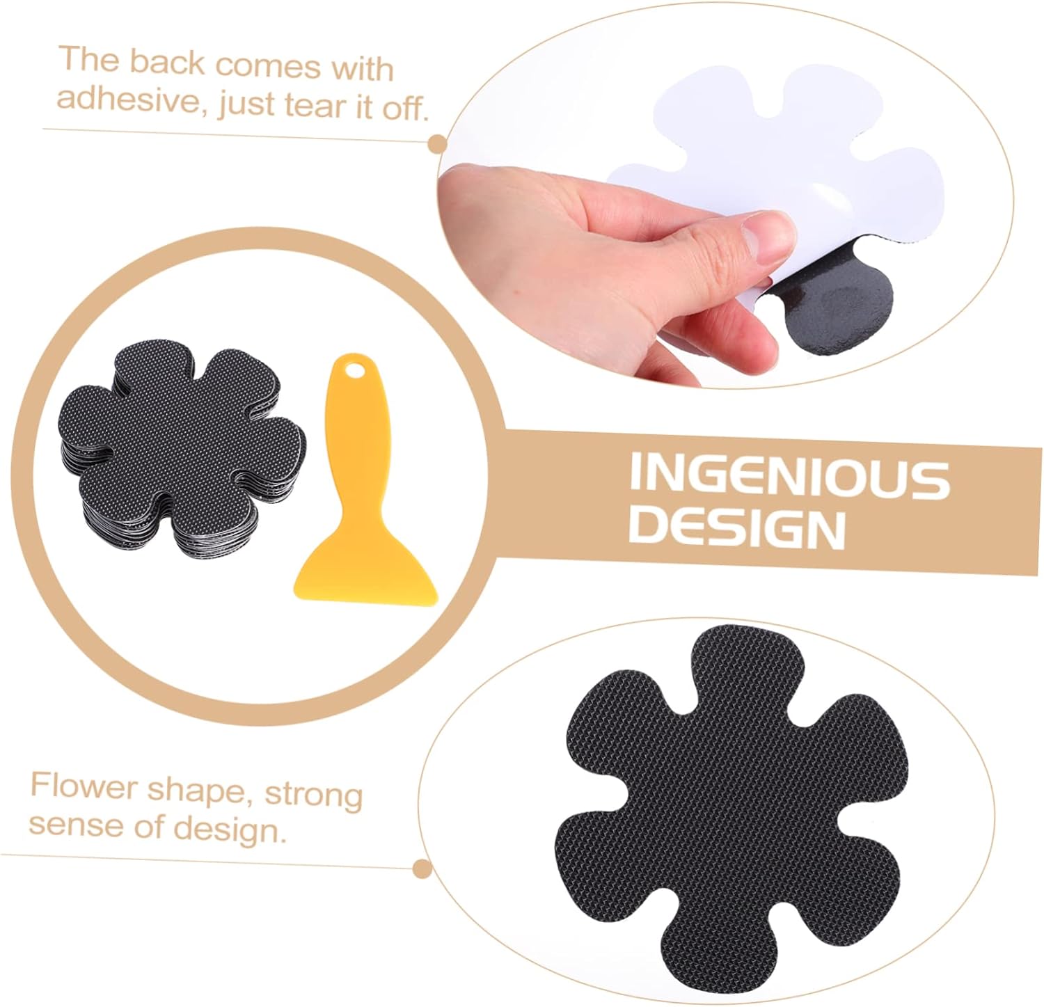 Unomor 20Pcs Flower Shaped Non-Slip Bathtub Stickers
