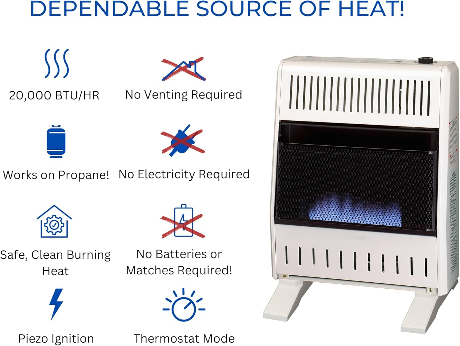 ProCom ML200TBA-B Ventless Propane Blue Flame Space Heater 1