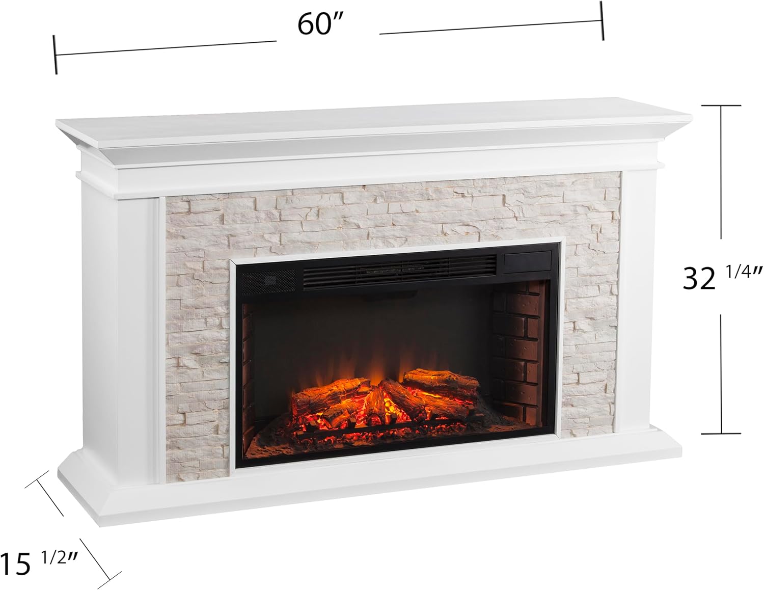 SEI Furniture Canyon Heights Electric Fireplace White