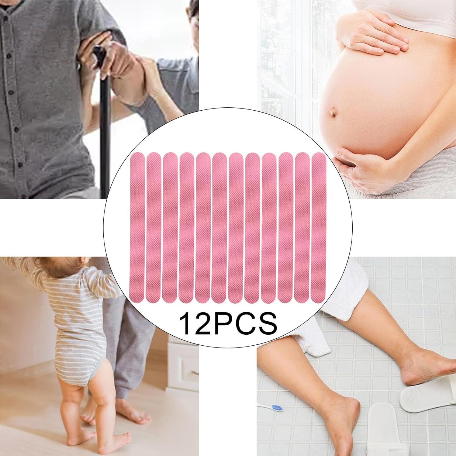 JISADER 12x Non Slip Bathtub Stickers with 3D Textured Design
