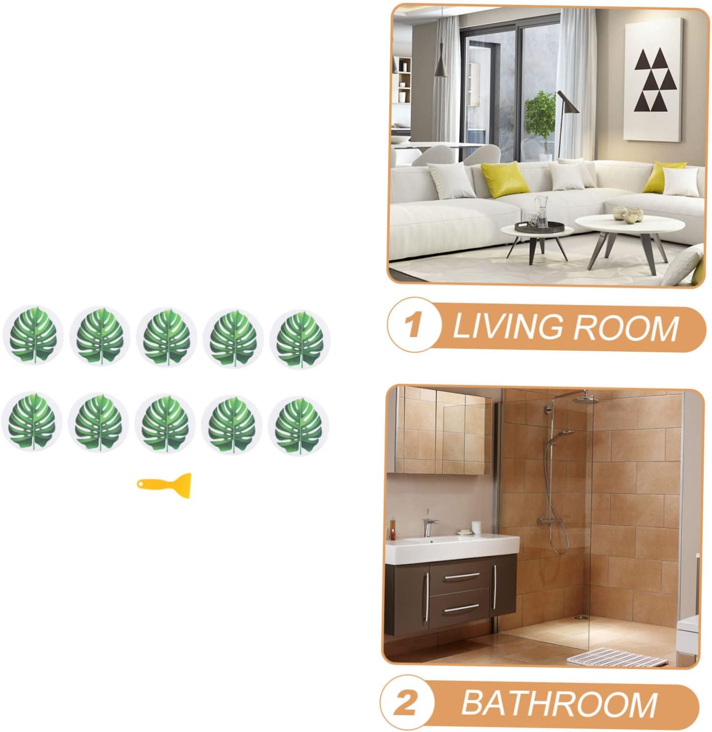 Ciieeo Leaf Design Anti-Skid Bath Decals
