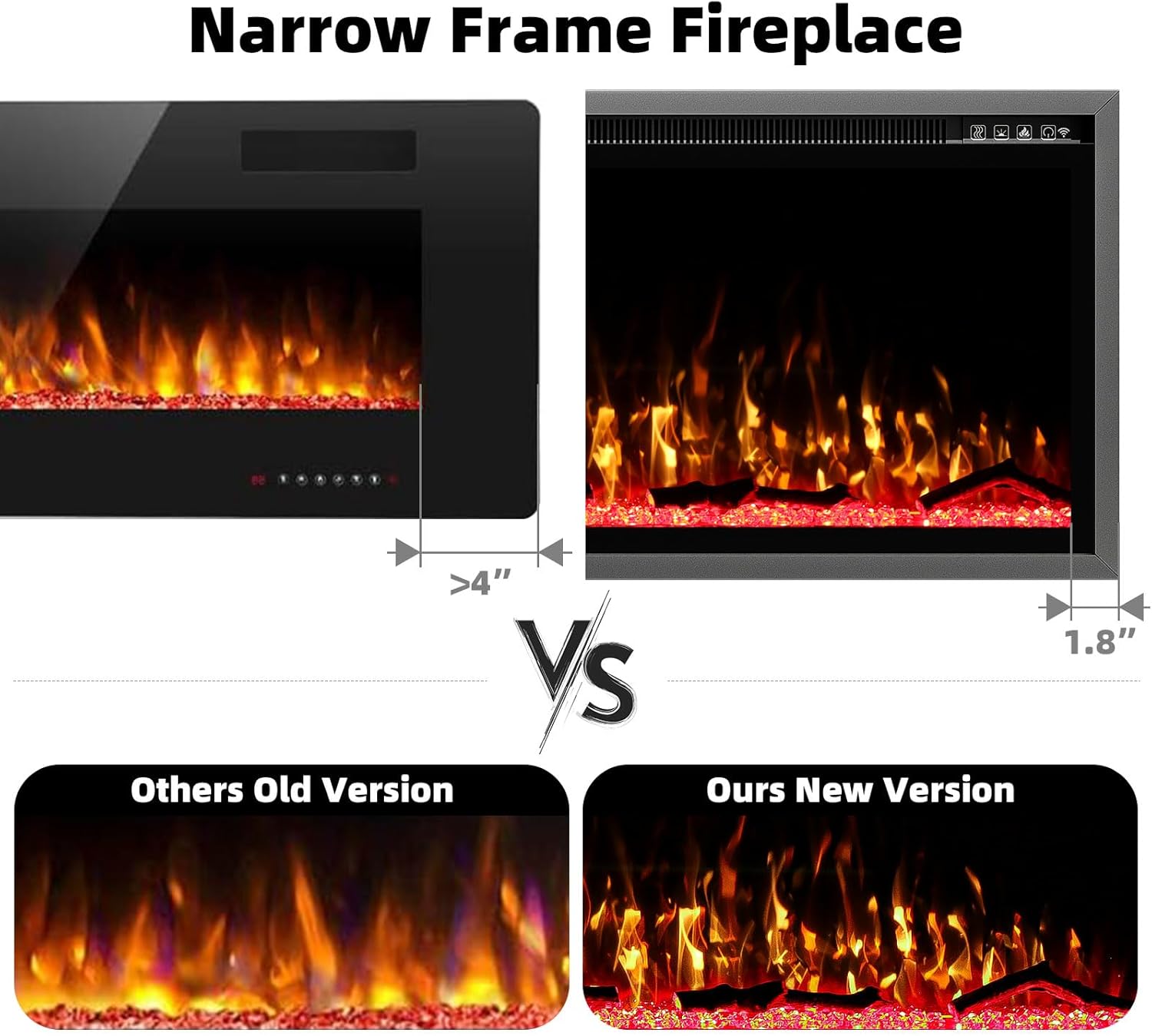 60 Inch Electric Fireplace with Remote Control