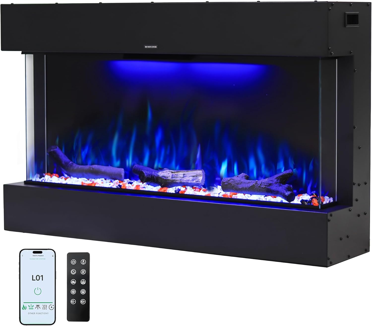 Masarflame 42 Electric Fireplace with WiFi Alexa Timer Thermostat