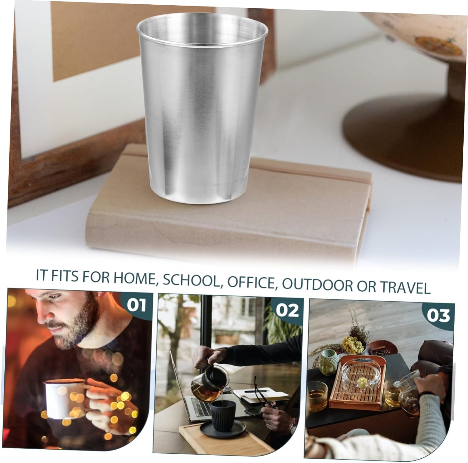 LIFKOME Multi-Use Stainless Steel Water Cup