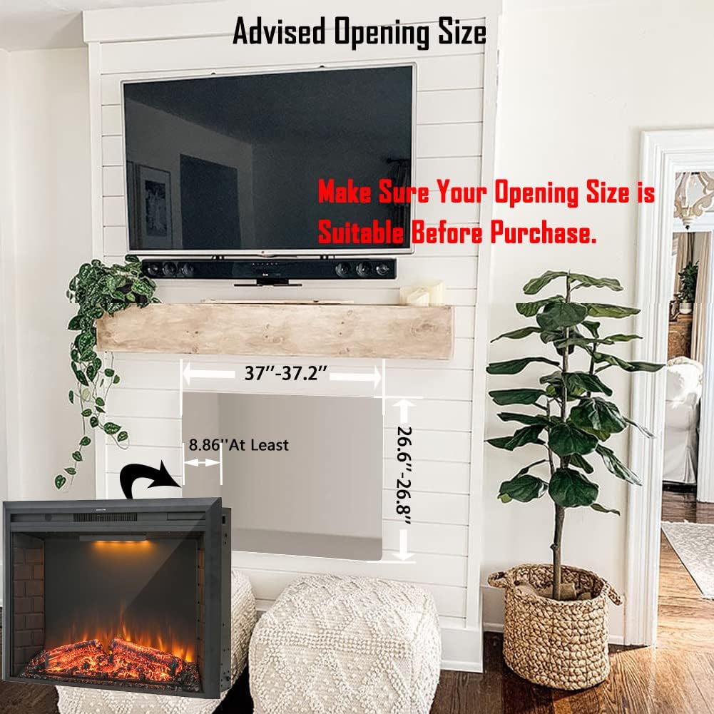 Masarflame 40 Inch Electric Fireplace Insert with Fire Sound and Remote Control