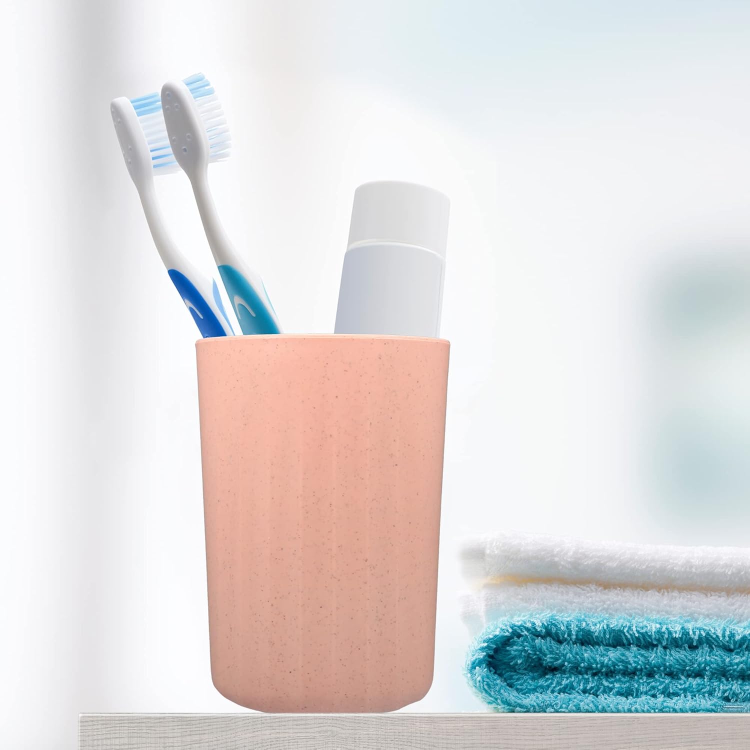 VOCOSTE 1Pc Toothbrush Holder with Smooth Lines and Wheat Straw Design