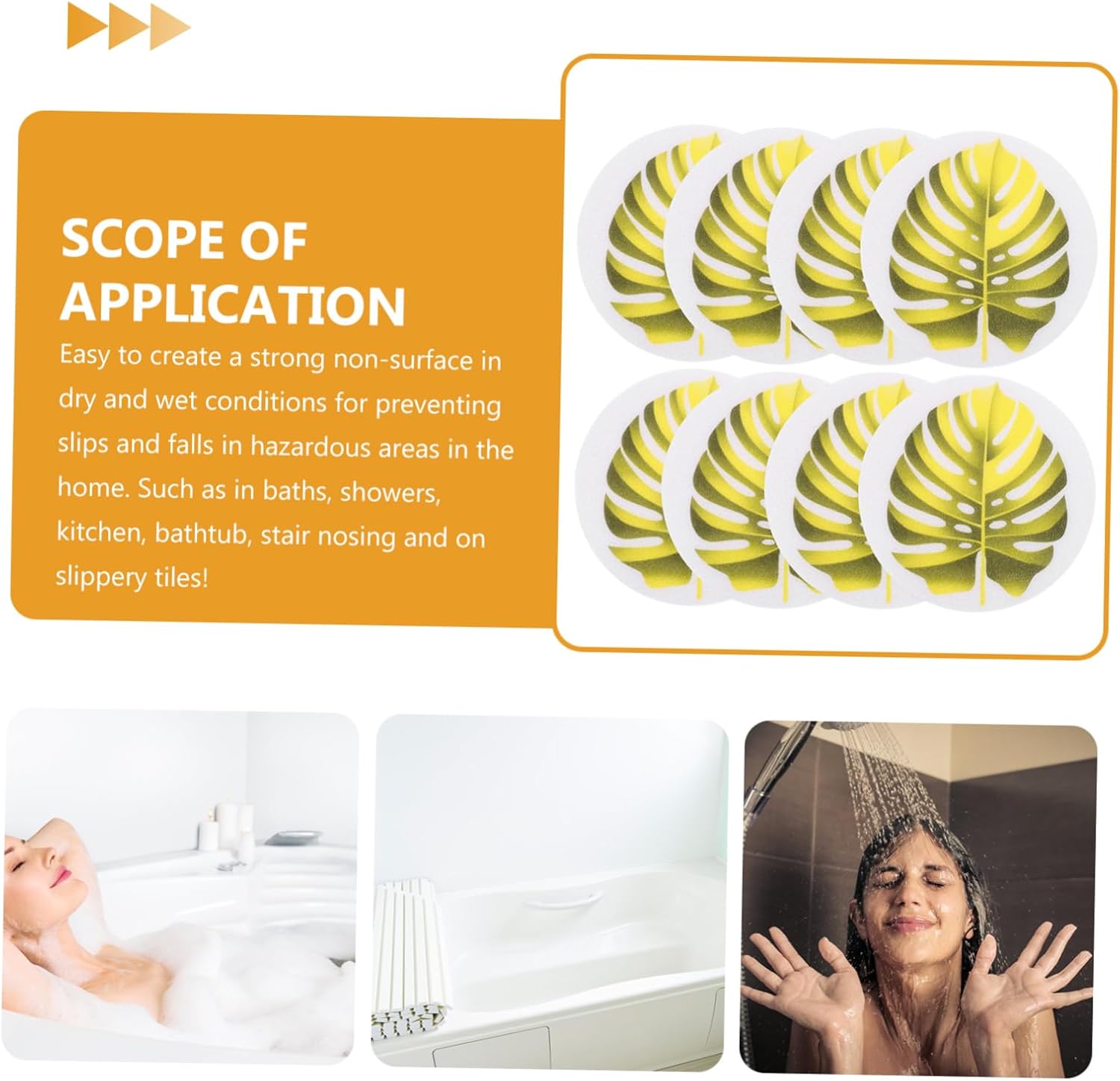 HAKIDZEL 1 Set Non-Slip Bathtub Decals Beige Yellow
