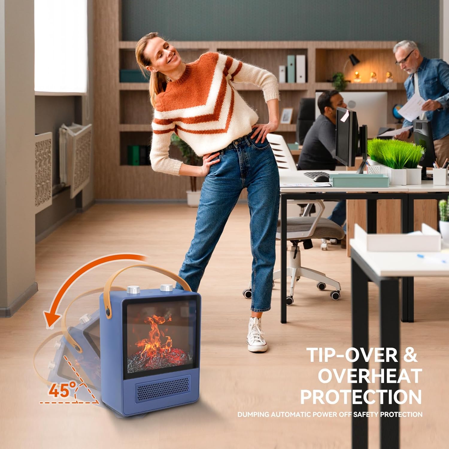TEMPWARE Electric Fireplace Heater with 3D Flame Effect