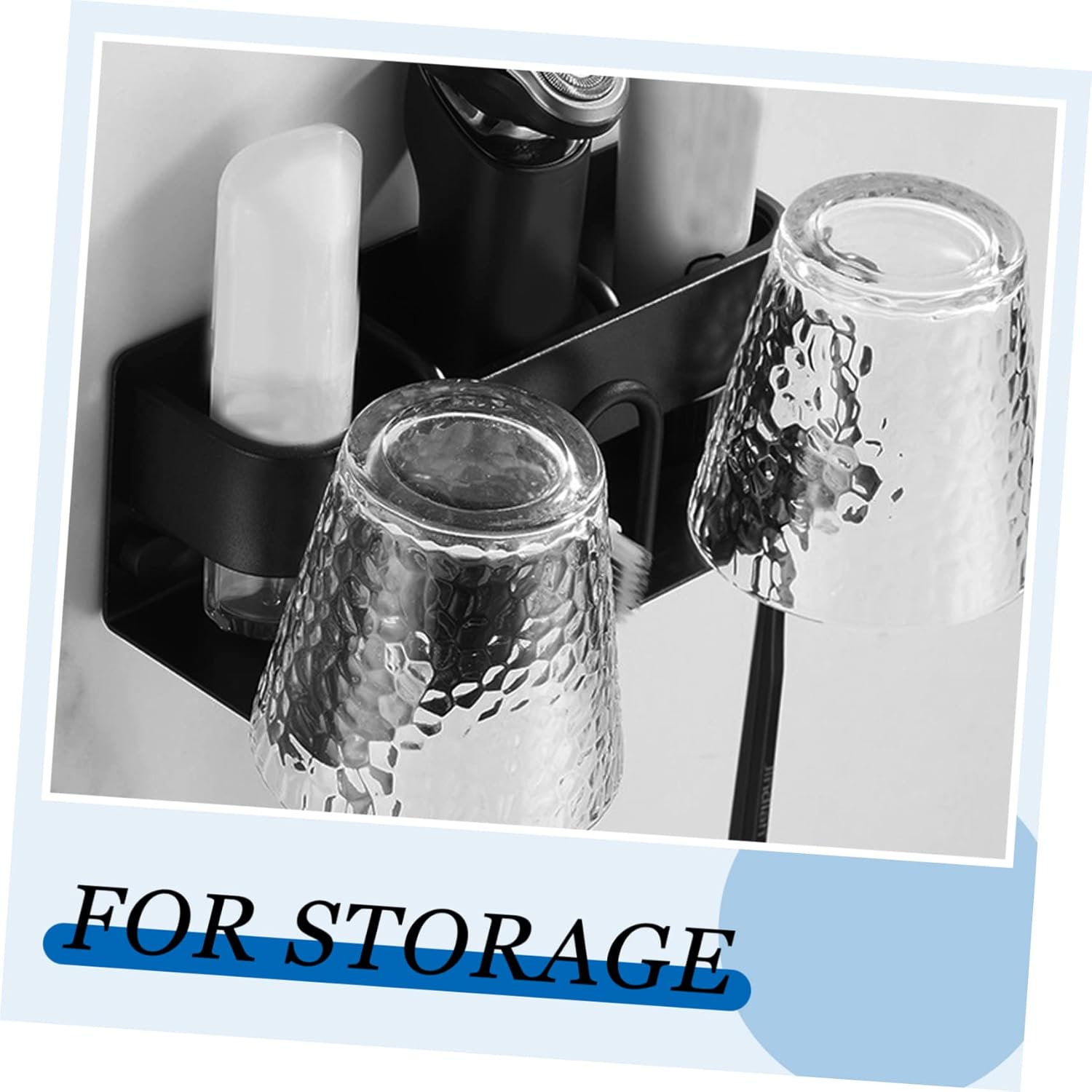 Wall-Mounted Storage Rack for Toothbrush and Toothpaste Black Aluminum