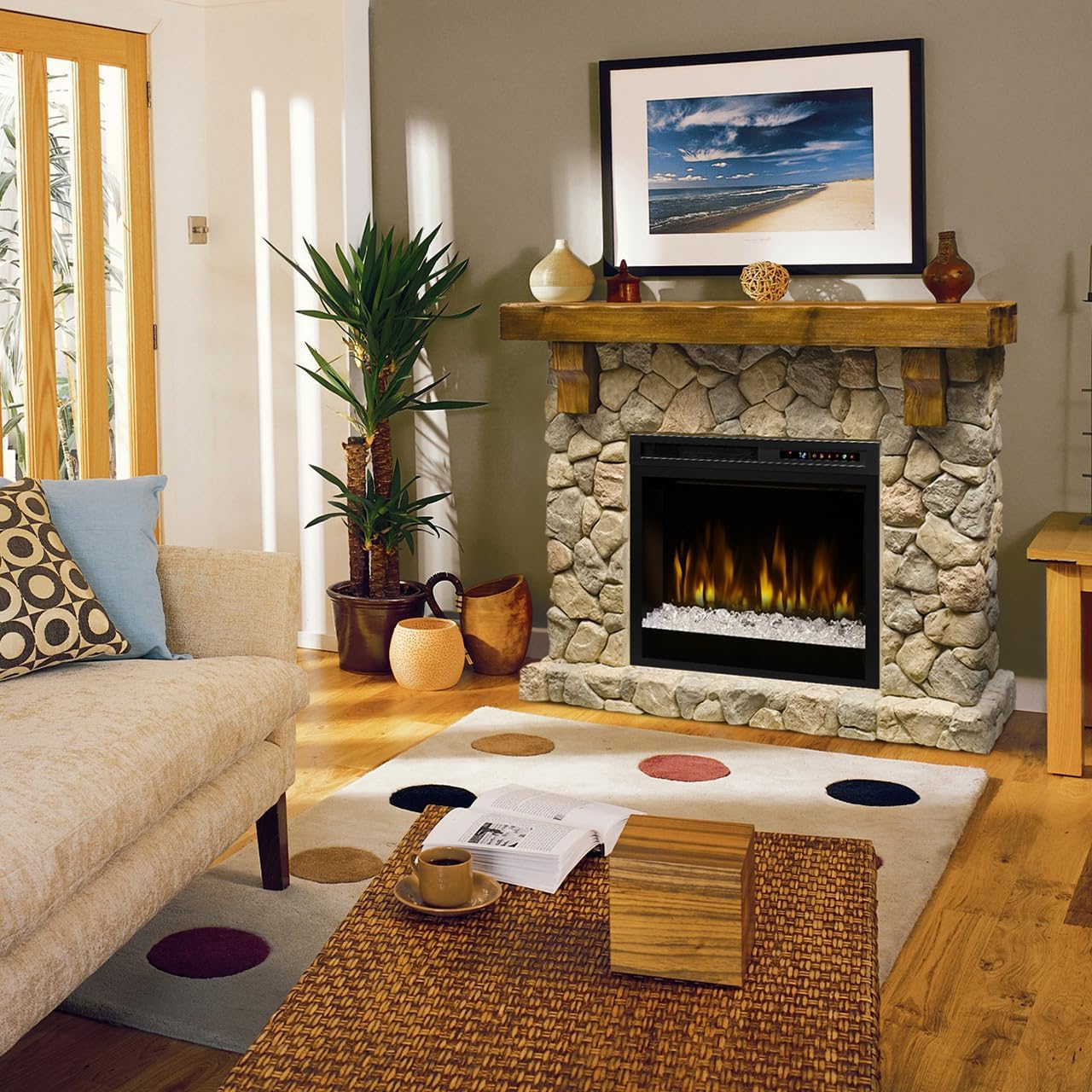 DIMPLEX Fieldstone Electric Fireplace with Mantel