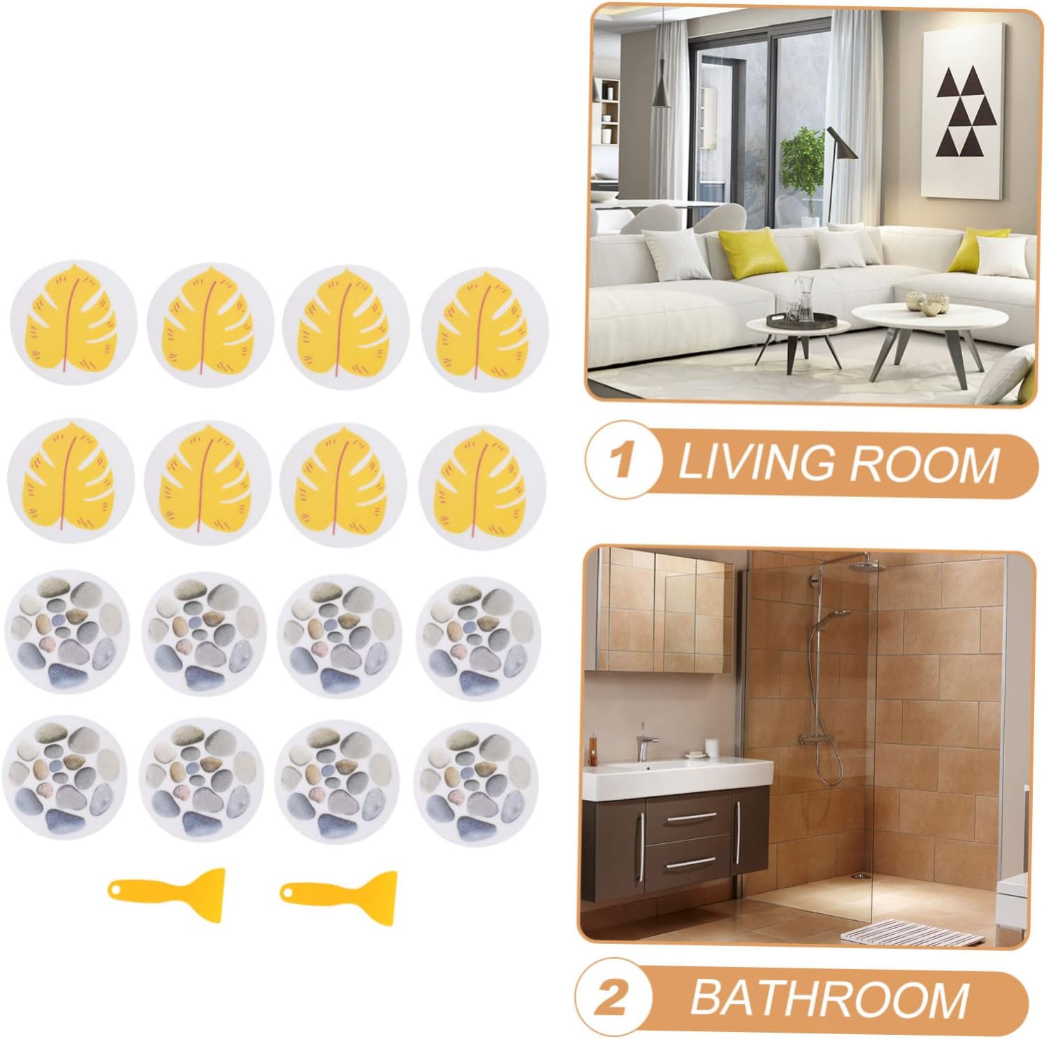 2sets Bathtub Stickers with Anti-Slip Design for Boy Girl