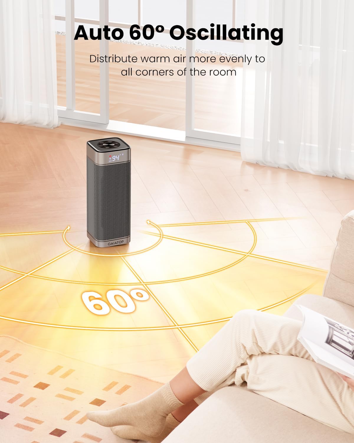 Gaiatop 1500W Electric Space Heater with 5 Modes and Remote Control 1