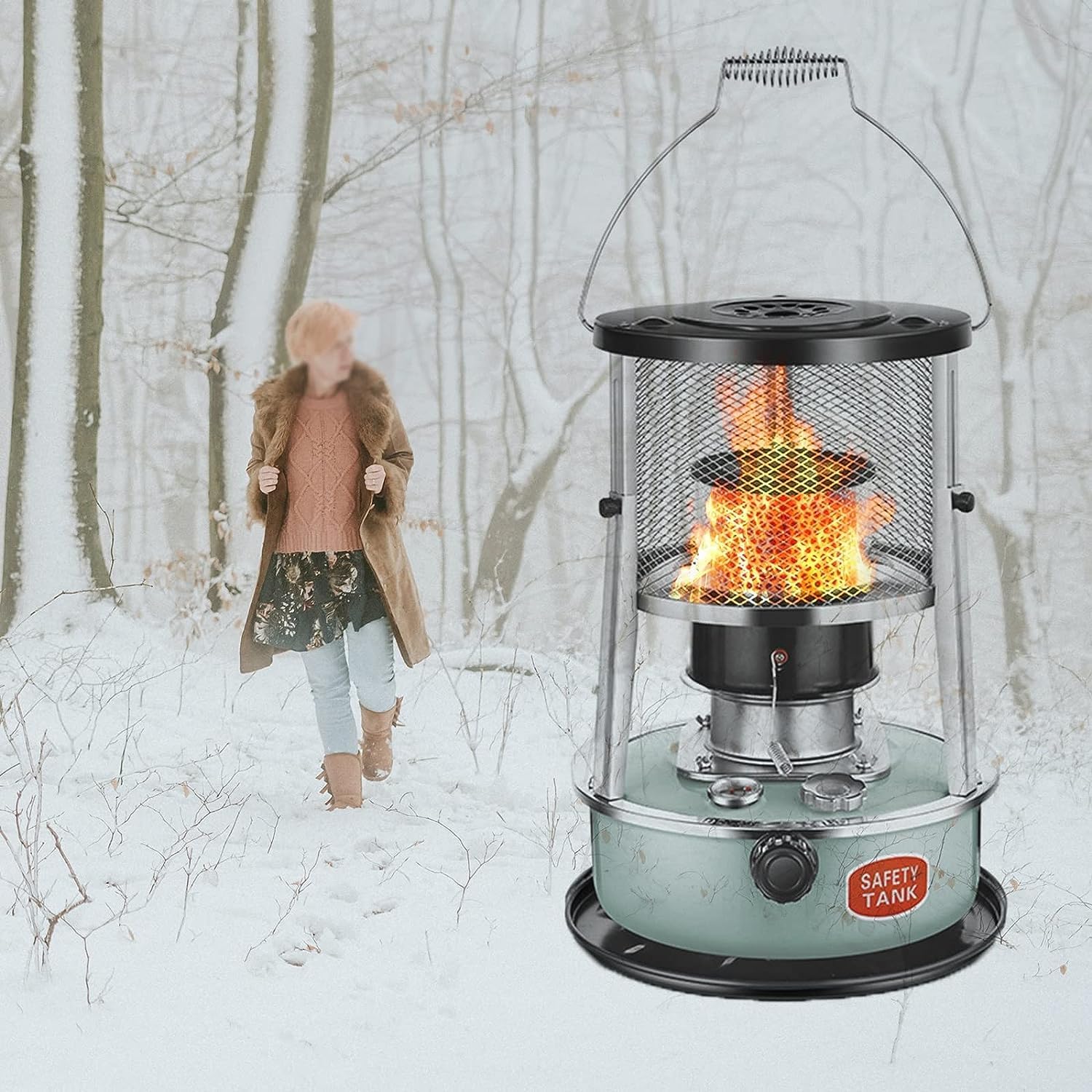 Adjustable Kerosene Stove Heater with Glass Chimney
