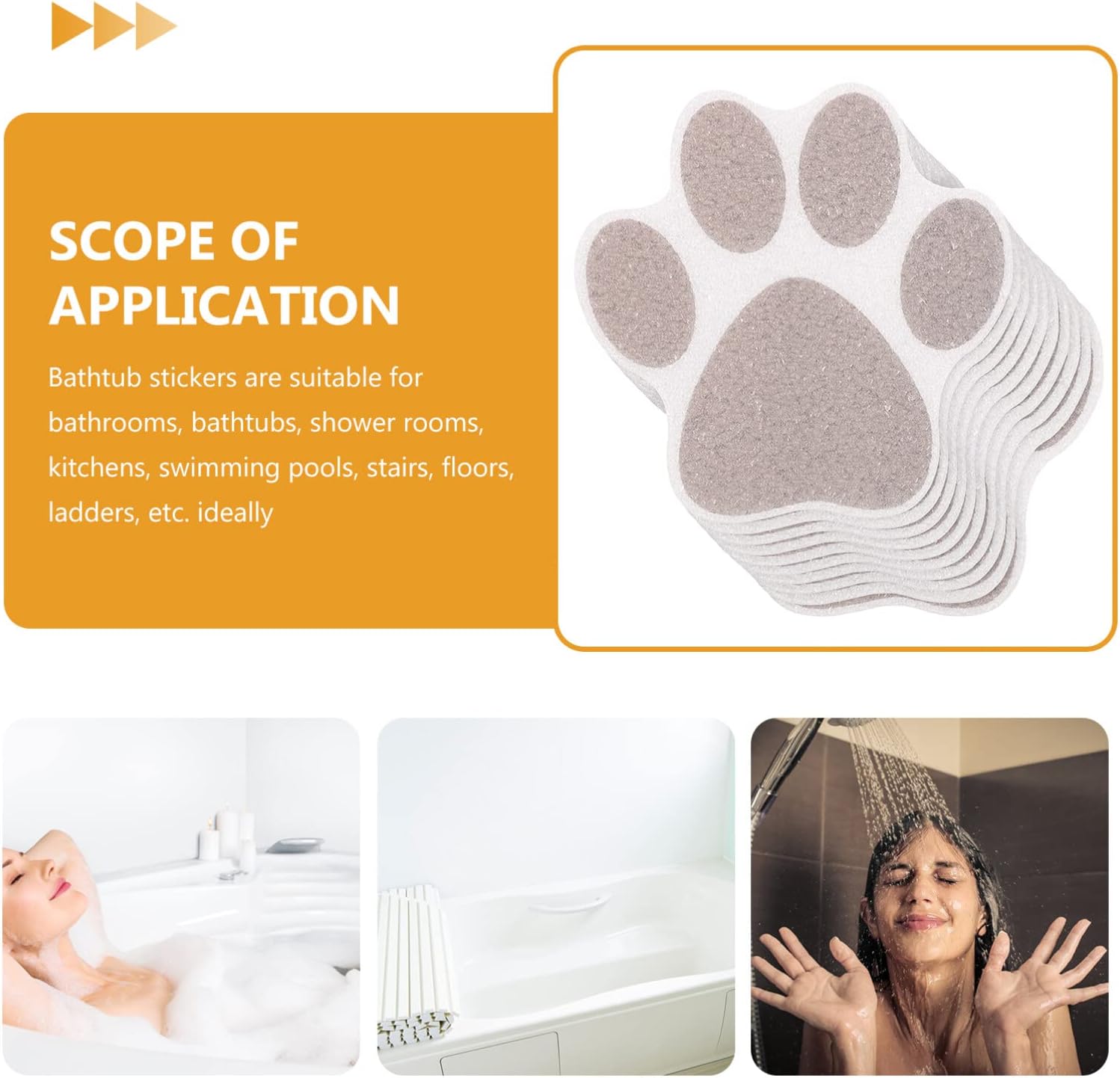 Kisangel 10pcs Bathtub Anti-Slip Stickers with Paw Designs