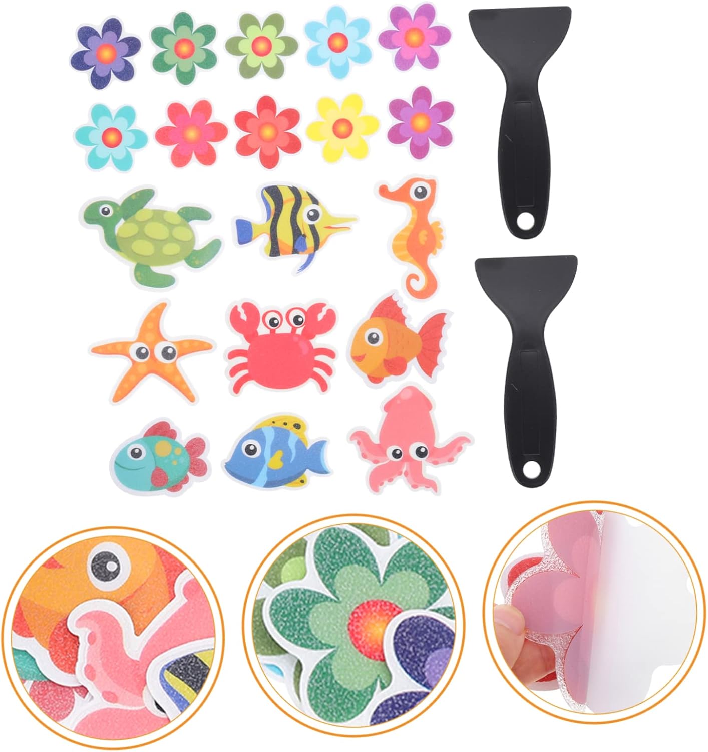 Yardenfun 1Set Life Slip Bathtub Stickers with Scrapers