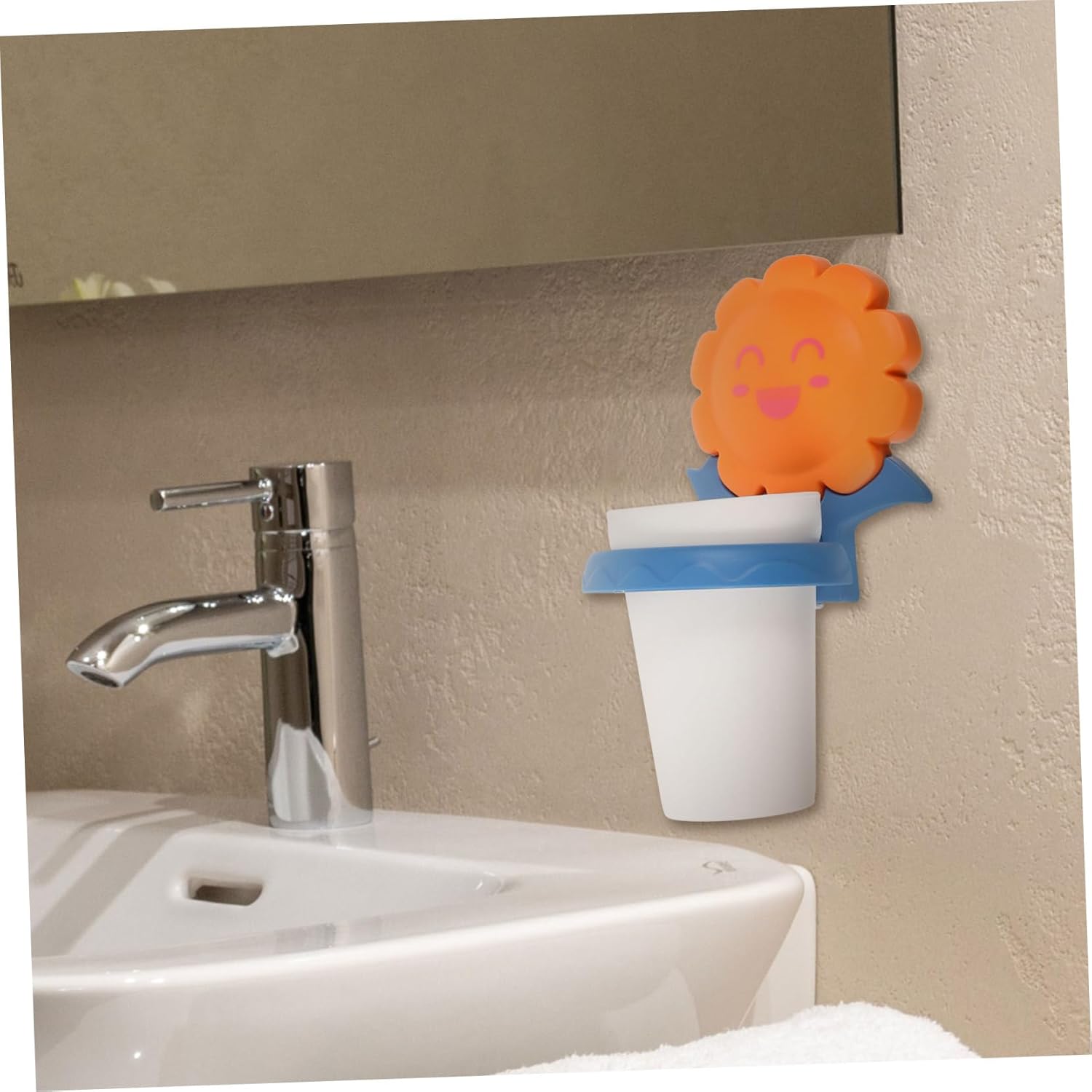 Cartoon Toothbrush Cup Organizer Wall Mount