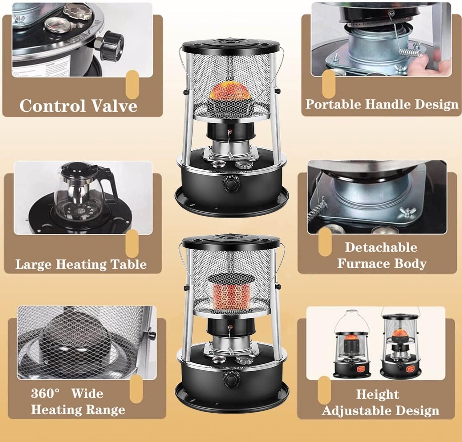 DuANgu Kerosene Heater Stove with 45L Capacity and 6 Wicks