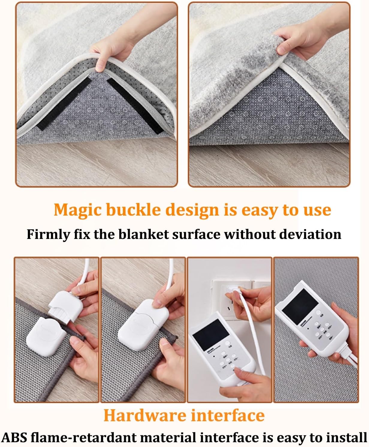 Modern Machine Washable Heated Area Rug with Timer
