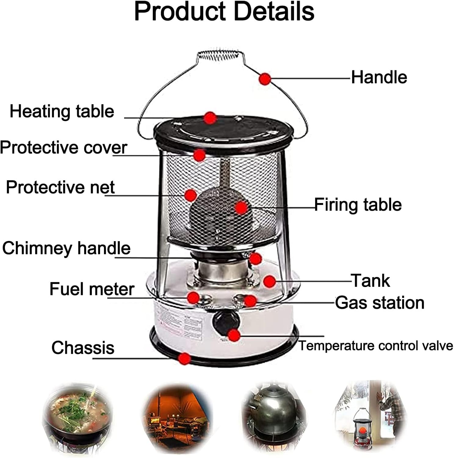 ZYFC 9000BTU Kerosene Heater Portable Indoor Camping