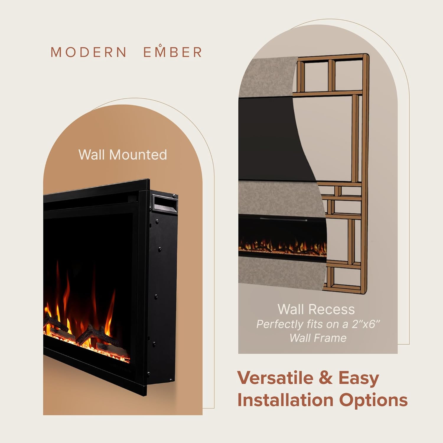 Modern Ember Aerus 60 Inch Smart Linear Electric Fireplace