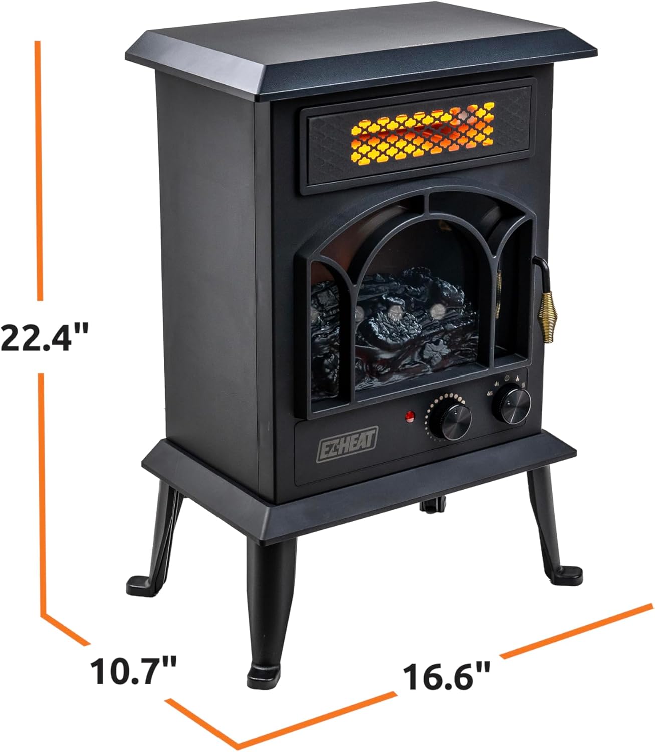 EZ-HEAT Electric Fireplace Heater with Flame Effect and Dual Heat Settings
