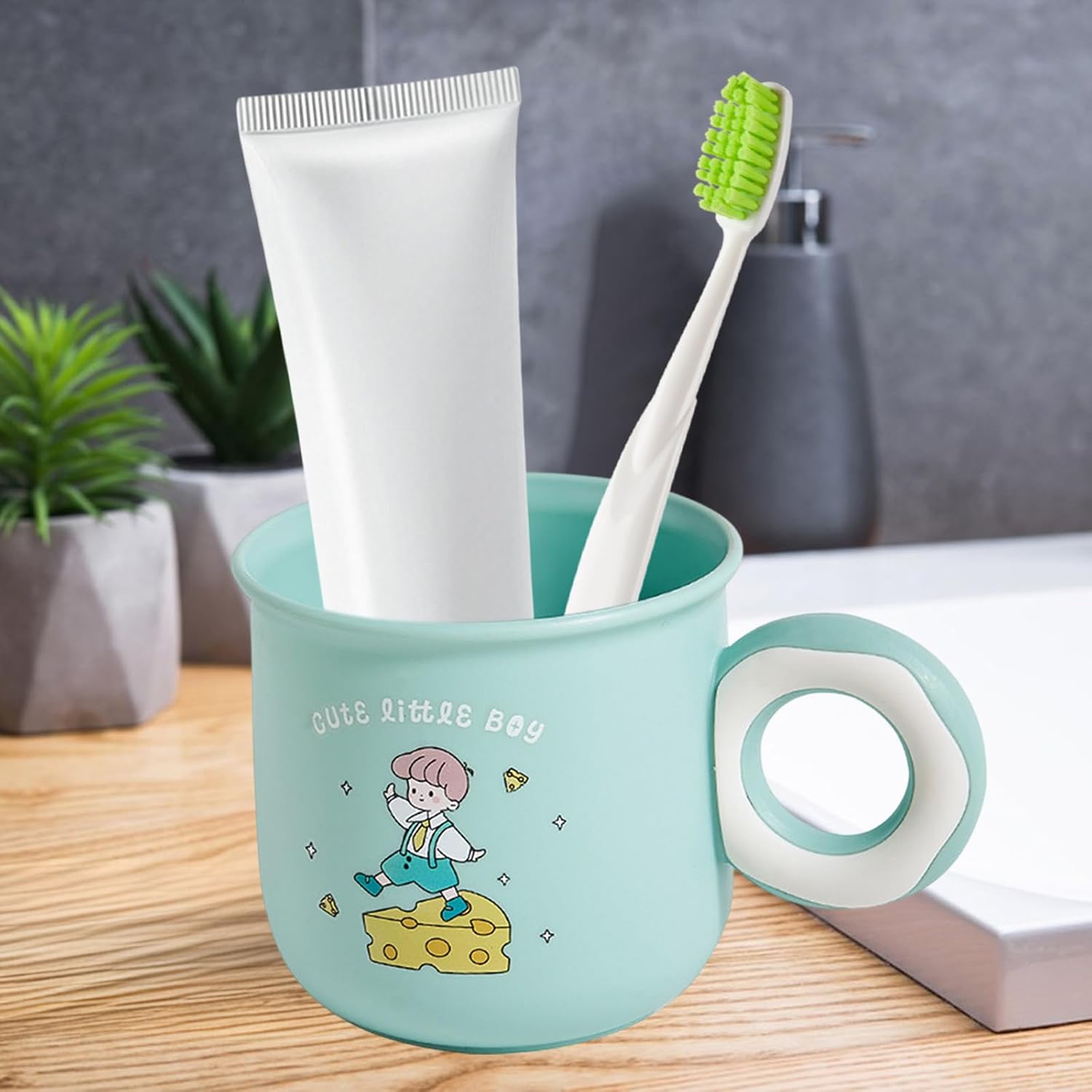 Cute Kawaii Toothbrush Holder with Donut Handle Blue