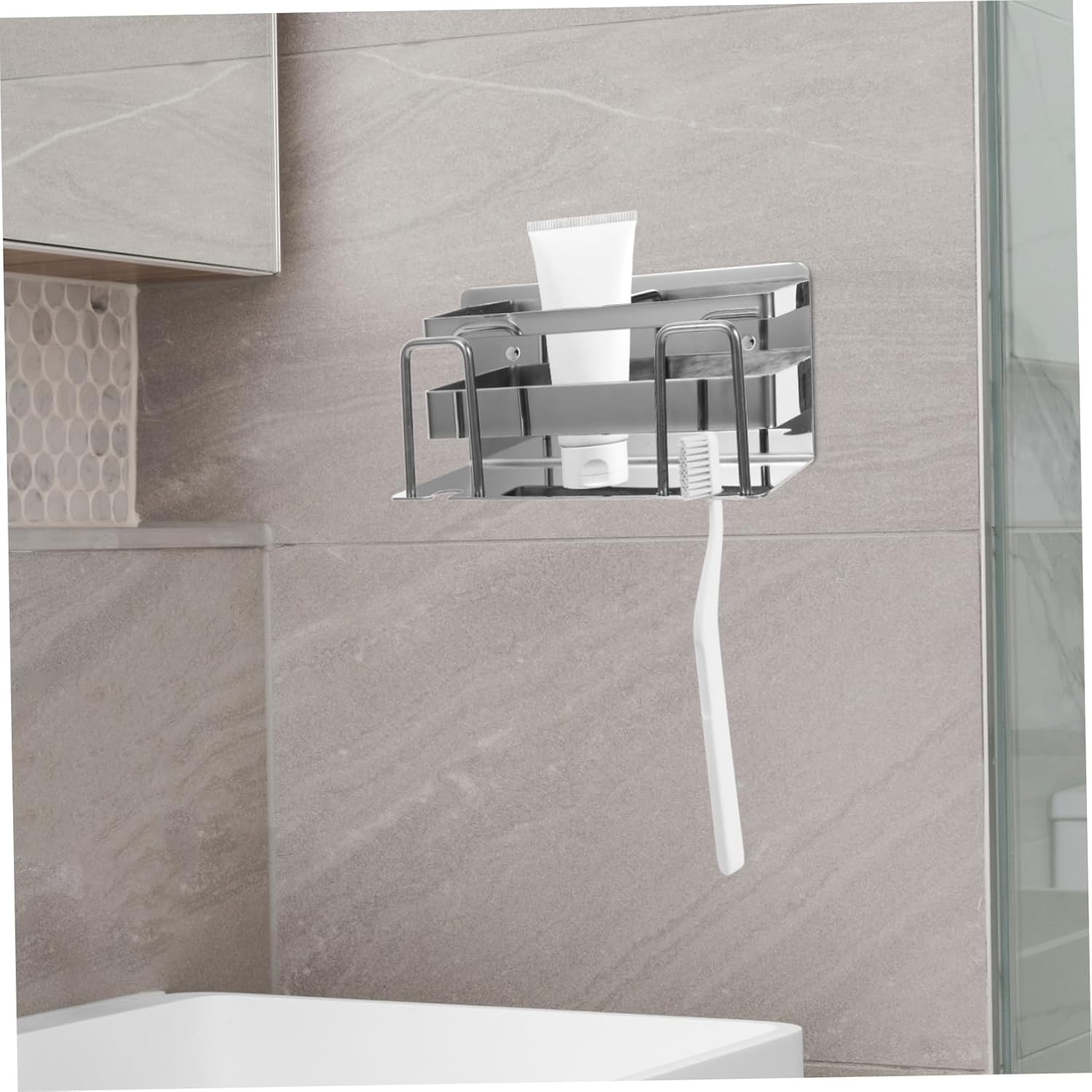 Hoement Metal Toothbrush Holder Wall Mount No Drill