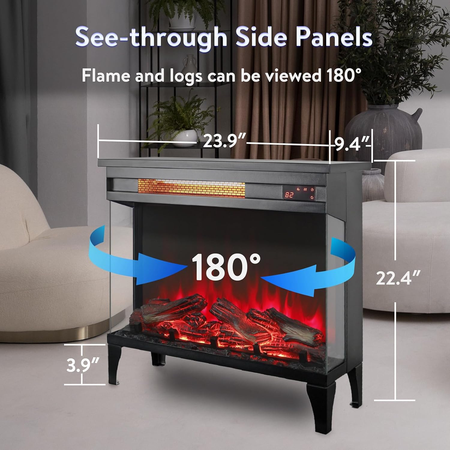 Doredo 3-Sided Electric Fireplace with Remote Control 1