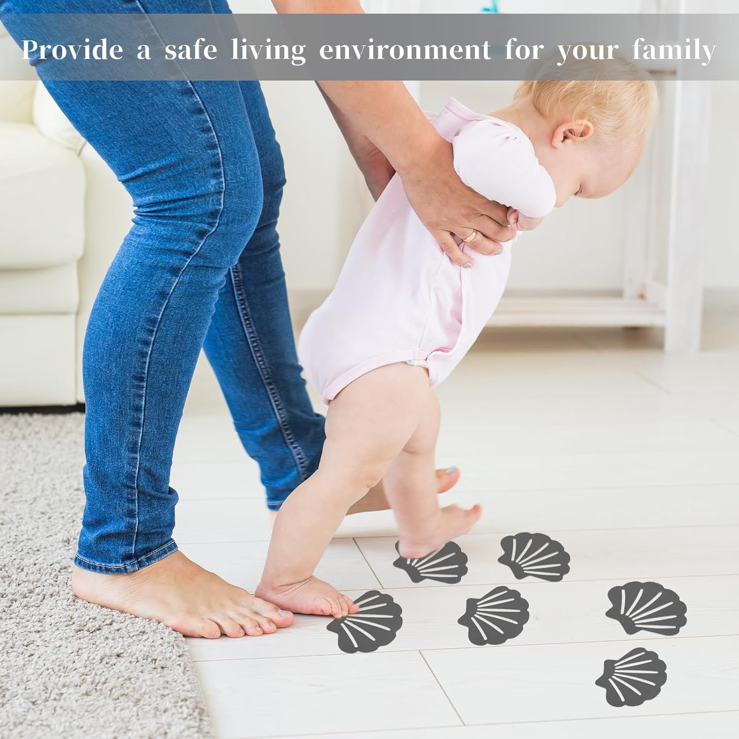 12 Pcs Non-Slip Bathtub Stickers with Self-Adhesive Design