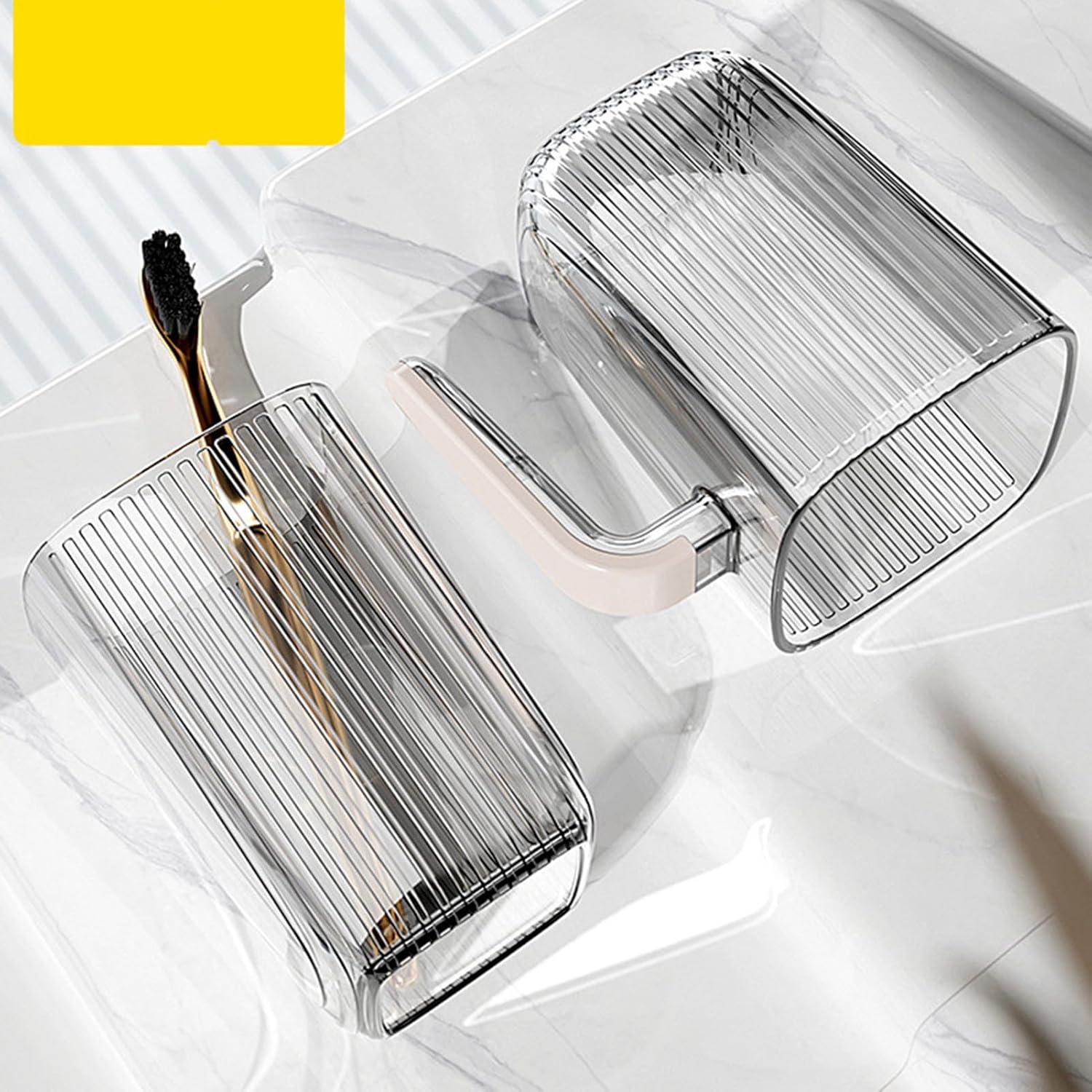 Cyrank Toothbrush Cup with Handle - Reusable and Unbreakable
