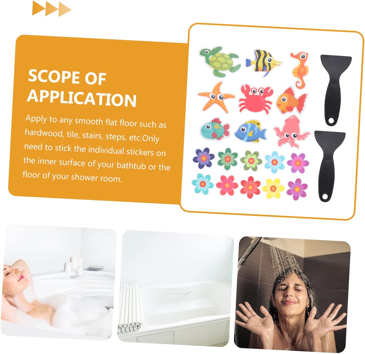 Yardenfun 1Set Life Slip Bathtub Stickers with Scrapers
