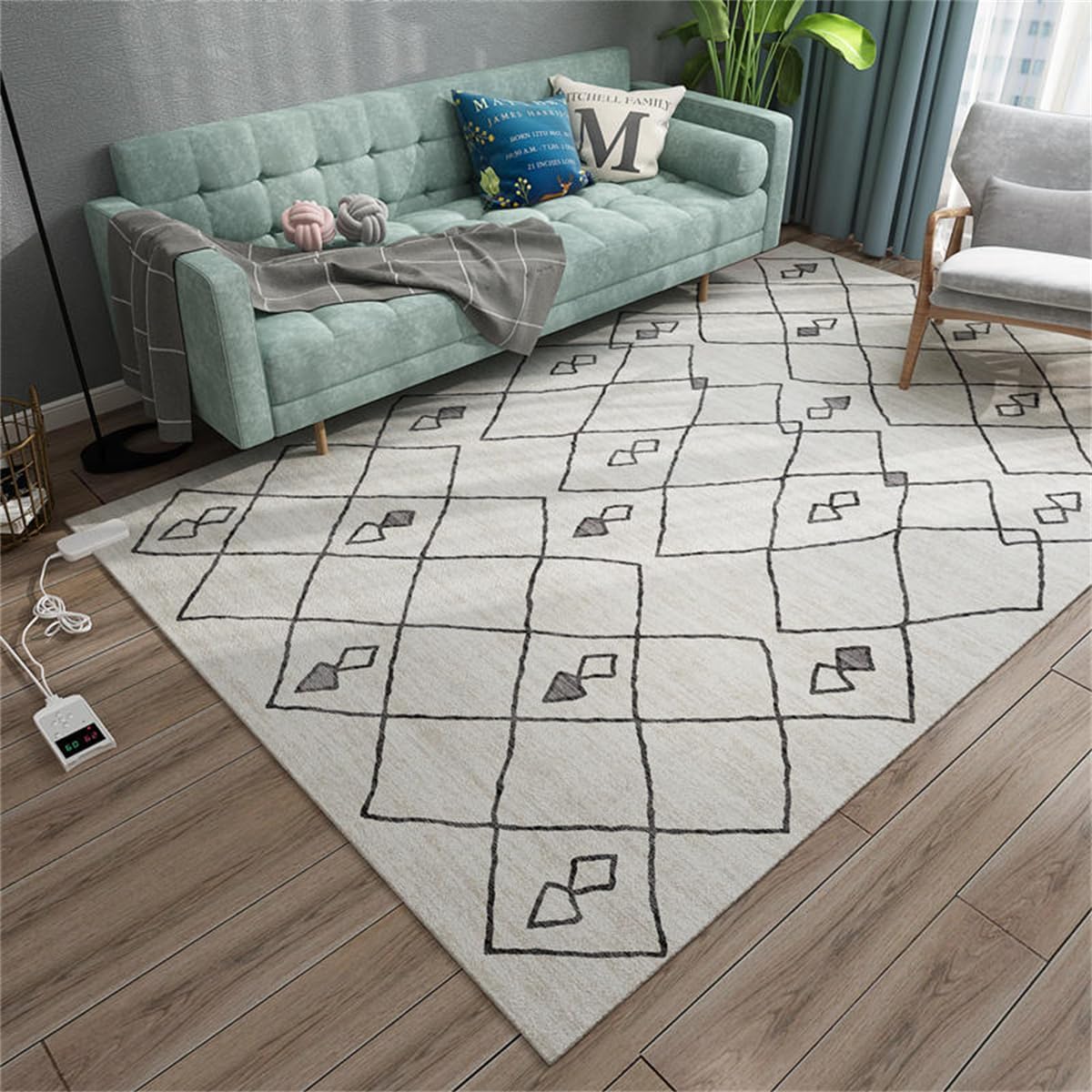 WSNCXFW 80x190cm Graphene Heated Floor Rug with Non-Slip Back