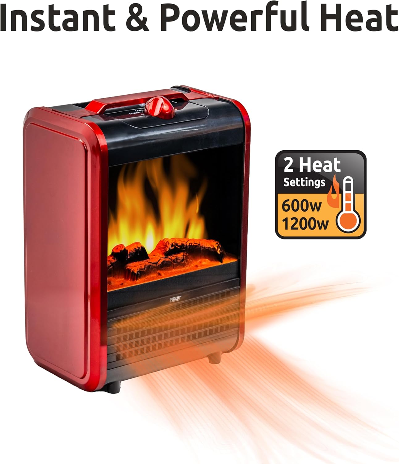 EZ-HEAT 1200W Mini Fireplace Heater with 3D Flame