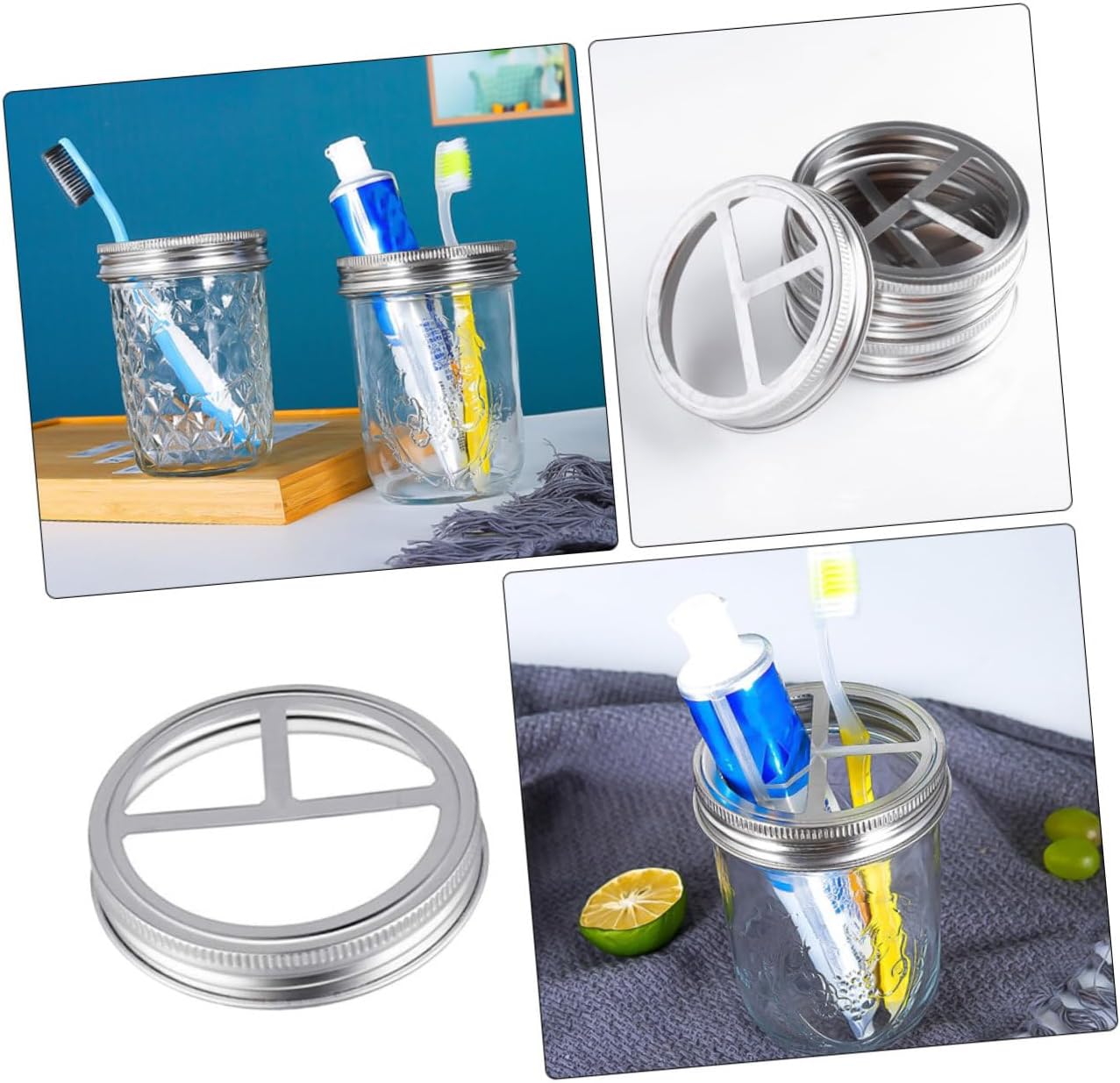 HOLIDYOYO 5 Pcs Stainless Steel Toothbrush Holder Lids