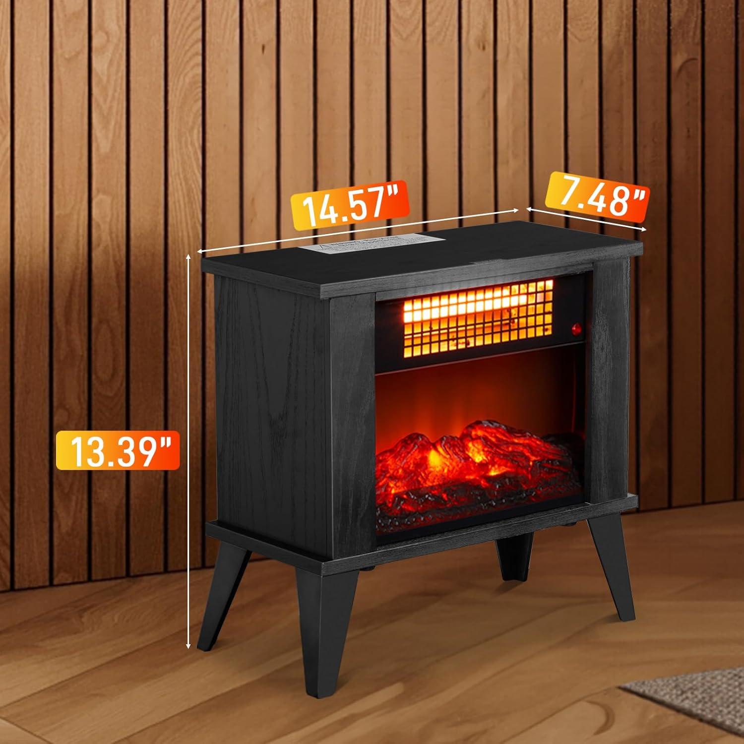 ROVSUN Electric Fireplace Stove 15W Realistic Flame Adjustable Heating