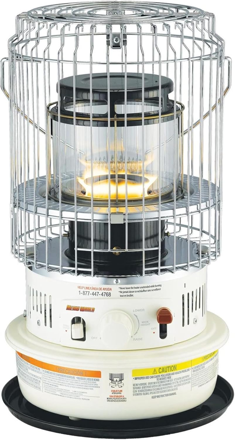 Kero World Kerosene Heater with Chimney Compact and Portable White