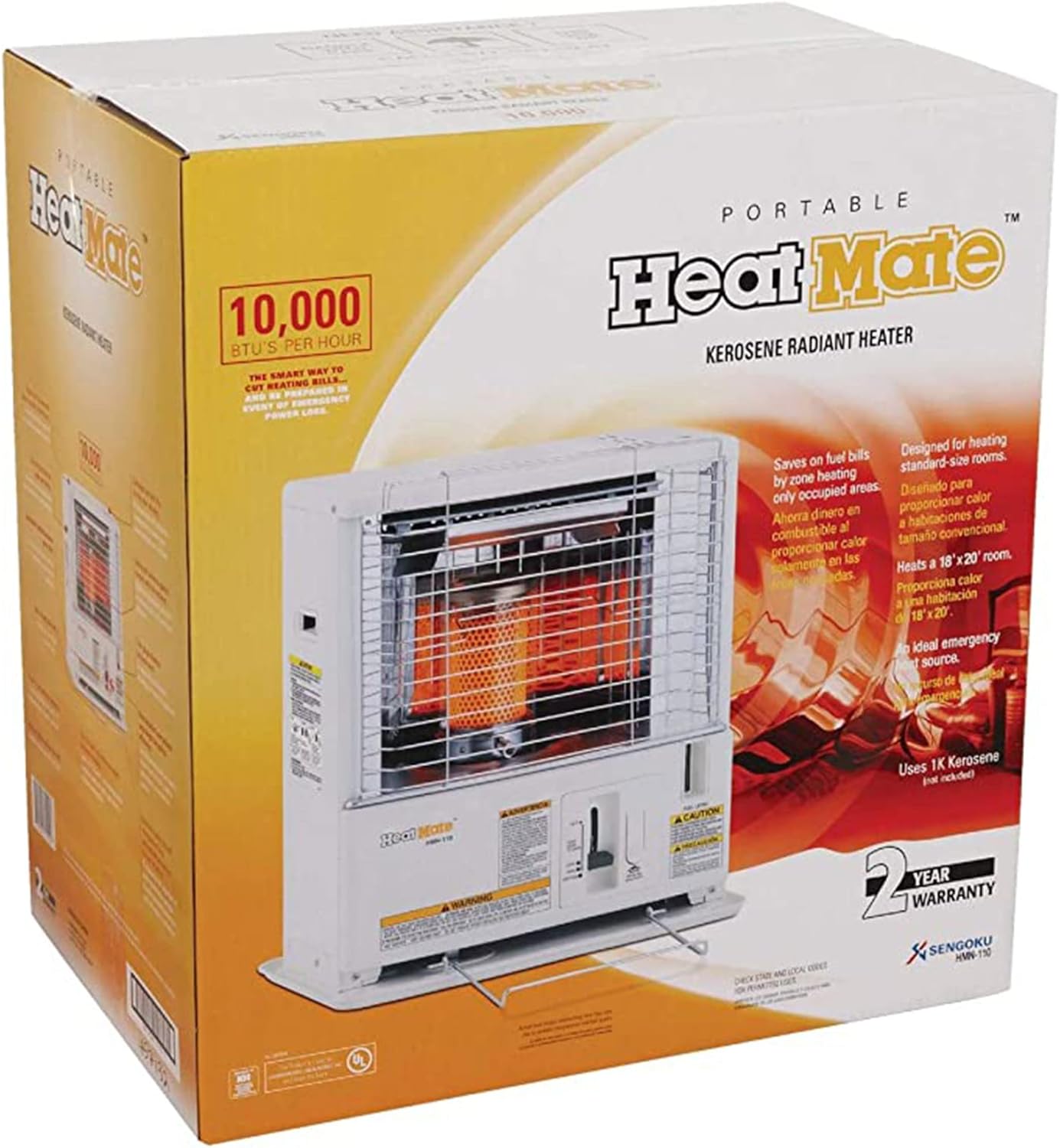 KeroHeat Sengoku Kerosene Heater 10000 BTU Cordless White