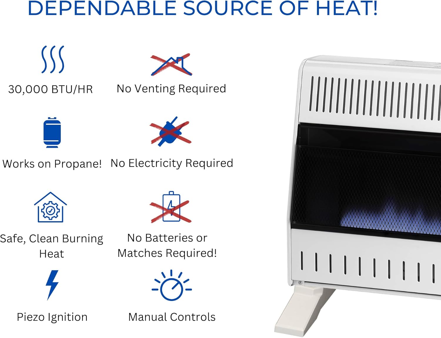 ProCom Propane Ventless Blue Flame Heater 30000 BTU