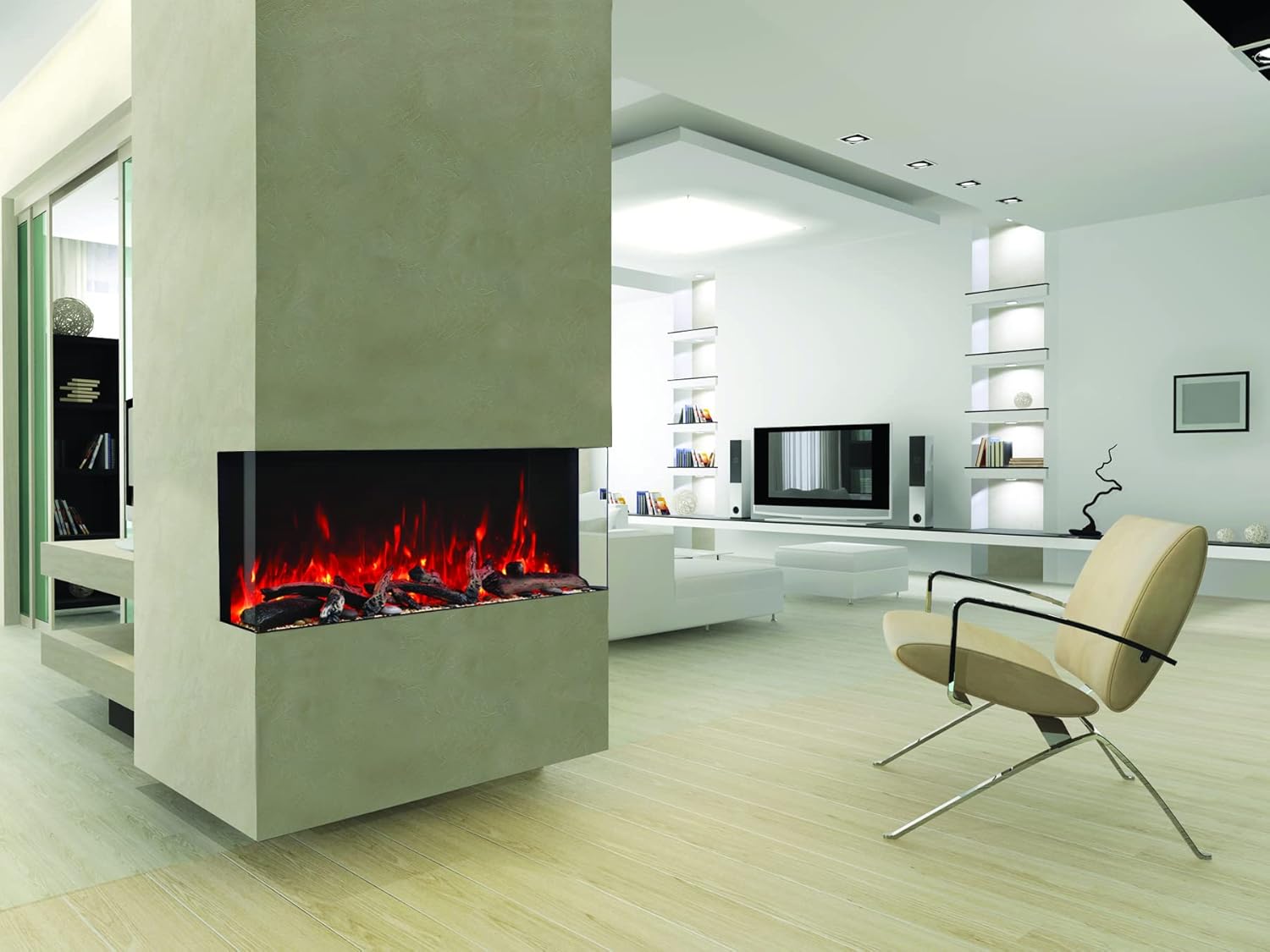 Amantii 50 3-Sided Electric Fireplace with Remote and 8H Timer